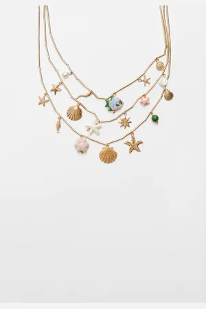Stradivarius Under the sea charm multi-strand necklace OS