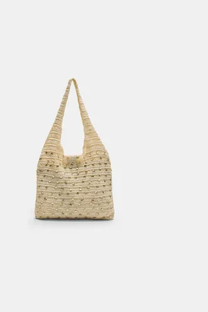 Stradivarius Sequinned crochet shopper bag OS