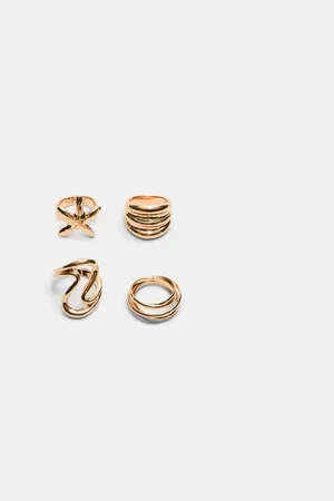 Stradivarius Set of 4 star rings OS