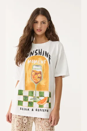 Stradivarius Oversize heavy cotton printed T-shirt XS