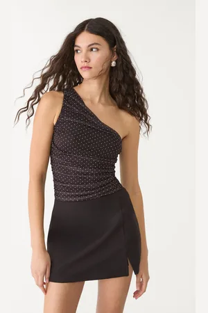 Stradivarius Printed tulle draped bodysuit M