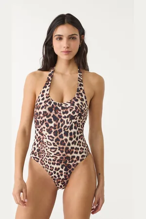 Stradivarius Leopard print halterneck swimsuit L