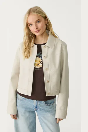 Stradivarius Leather effect buttoned jacket XL