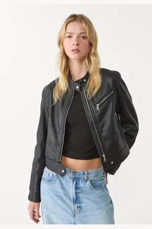 Stradivarius Leather effect jacket with pockets S