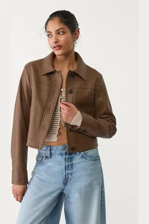 Stradivarius Leather effect buttoned jacket XL