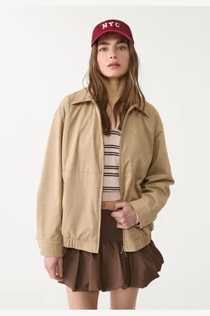 Stradivarius Faux suede bomber jacket S
