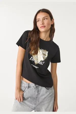 Stradivarius Metallic printed T-shirt L