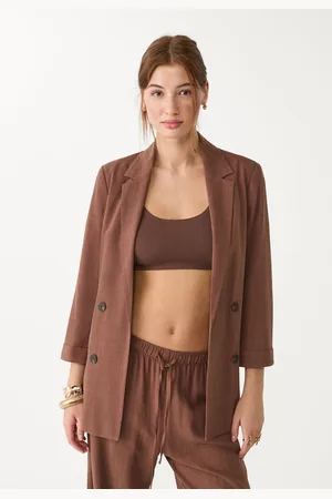 Stradivarius Open linen blend blazer L