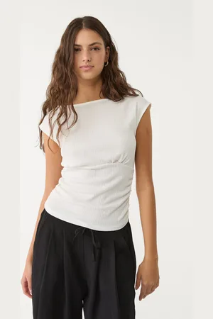 Stradivarius Creased T-shirt with cap sleeves XL