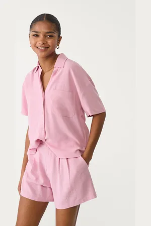 Stradivarius Short sleeve linen blend shirt M