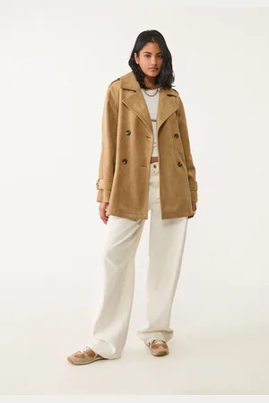 Stradivarius Regular faux suede trench coat XS