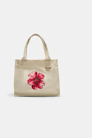 Stradivarius Canvas shopper bag with flower OS