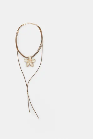 Stradivarius Floral cord necklace OS