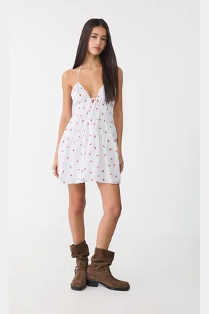 Stradivarius Short strawberry print dress XS