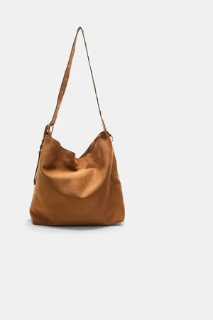 Stradivarius Faux suede bucket bag with strap detail OS
