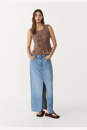Stradivarius D70 flowing denim midi skirt 10