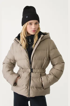Stradivarius Hooded puffer jacket with belt L