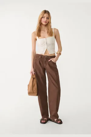 Stradivarius Faded effect balloon barrel baggy jeans 14