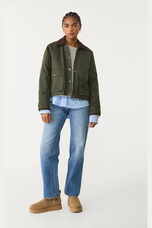 Stradivarius Contrast short waxed parka L
