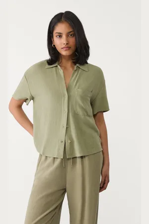 Stradivarius Short sleeve linen blend shirt XL