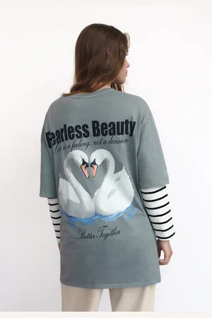 Stradivarius Oversize heavy cotton printed T-shirt M