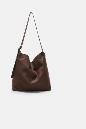 Stradivarius Faux suede bucket bag with strap detail OS