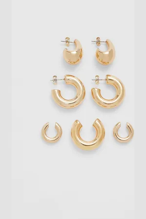 Stradivarius Set of 2 drop and hoop earrings and ear cuff OS