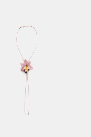 Stradivarius Orchid flower necklace OS