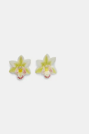 Stradivarius Orchid flower earrings OS