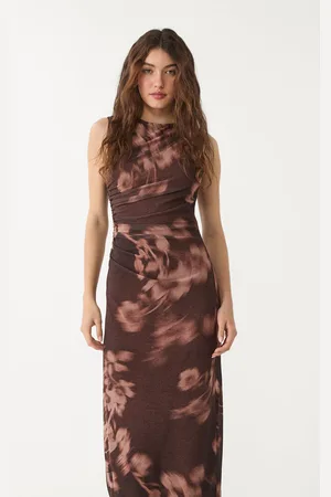 Stradivarius Printed tulle midi dress L