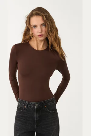 Stradivarius Long sleeve polyamide bodysuit XS