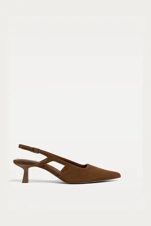 Stradivarius Split leather kitten-heel court shoes 8