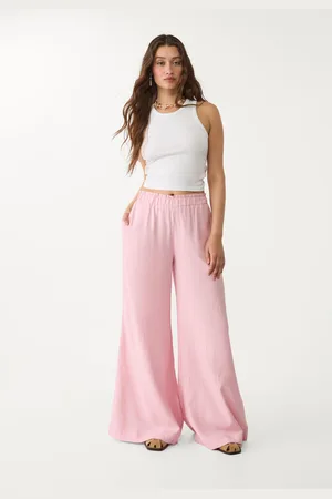 Stradivarius Flowing linen blend palazzo trousers S
