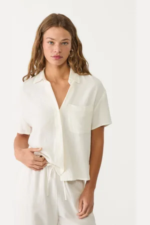 Stradivarius Short sleeve linen blend shirt XL