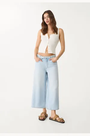 Stradivarius Flowing culotte jeans with belt 4