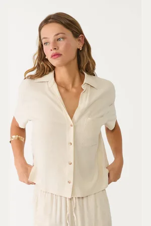 Stradivarius Short sleeve linen blend shirt XL