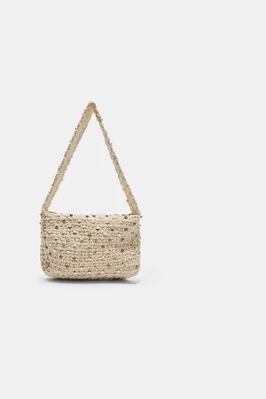 Stradivarius Beaded crochet shoulder bag OS