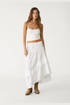 Stradivarius Flowing asymmetric midi skirt XL