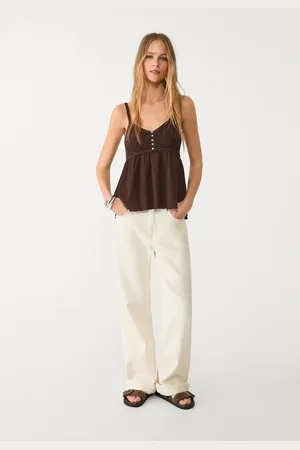 Stradivarius Ruffled crochet top L