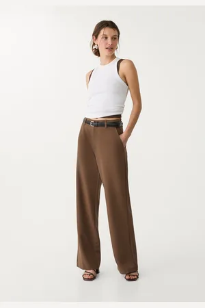 Stradivarius Flowing straight-leg smart trousers with belt 14