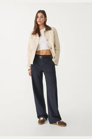 Stradivarius Flowing straight-leg smart trousers with belt 16