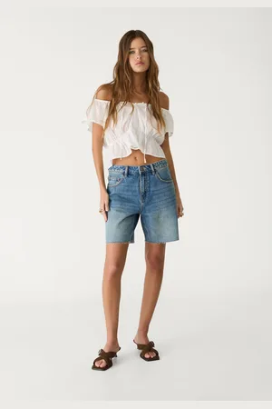 Stradivarius Mid-rise denim Bermuda shorts 4