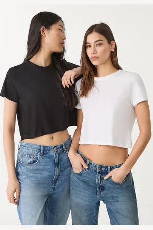 Stradivarius Pack of 2 short sleeve crop tops M