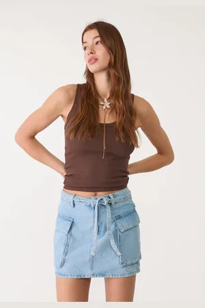 Stradivarius D66 denim mini cargo skirt 12