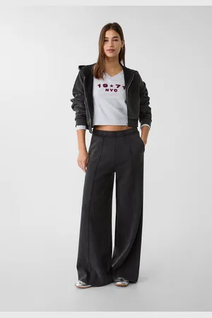 Stradivarius Soft-touch wide-leg trousers S