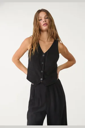 Stradivarius Linen blend buttoned waistcoat XL