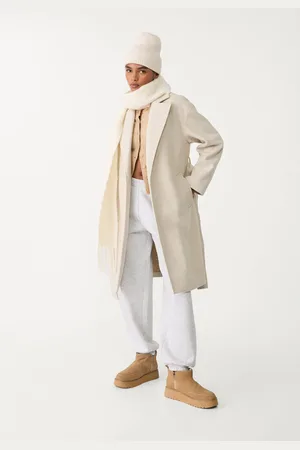 Stradivarius Soft-touch coat with belt XL