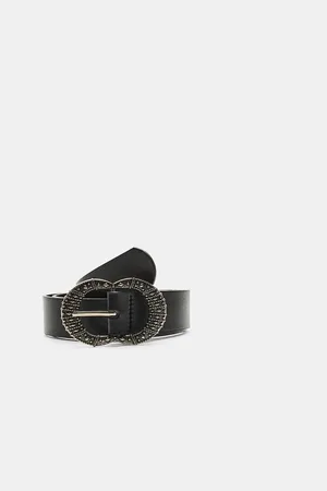 Stradivarius Embossed double-buckle belt 26