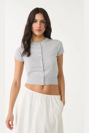 Stradivarius Short sleeve knit top with buttons XS