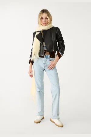 Stradivarius Cropped faux leather biker jacket XL